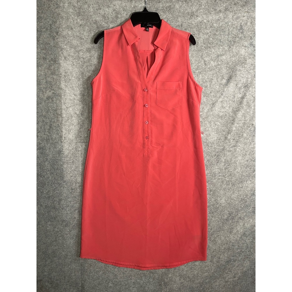The Limited Womens Coral Pink Sleeveless Button Front Shirt Dress XS Pocket